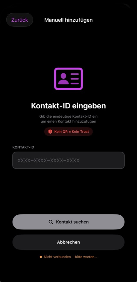 UfoooNetiX MSG – Kontakt manuell per Kontakt-ID hinzufügen